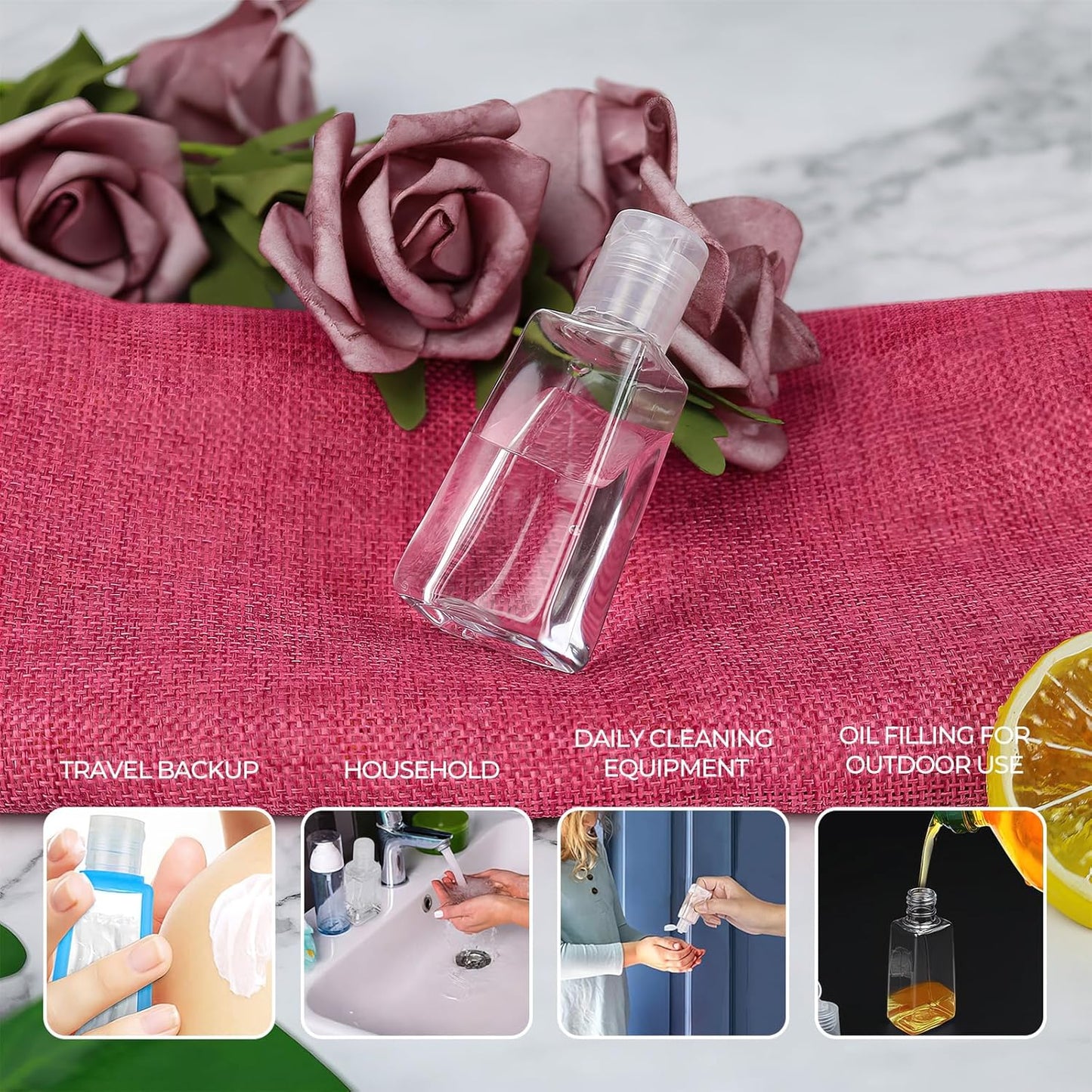 INNOLIFE 12 Pack 1oz Flip Cap Squeeze Bottles, Clear Plastic Travel Bottle, 30ml Refillable Empty Bottles BPA Free Container for Liquid, Lotions, and Toiletries