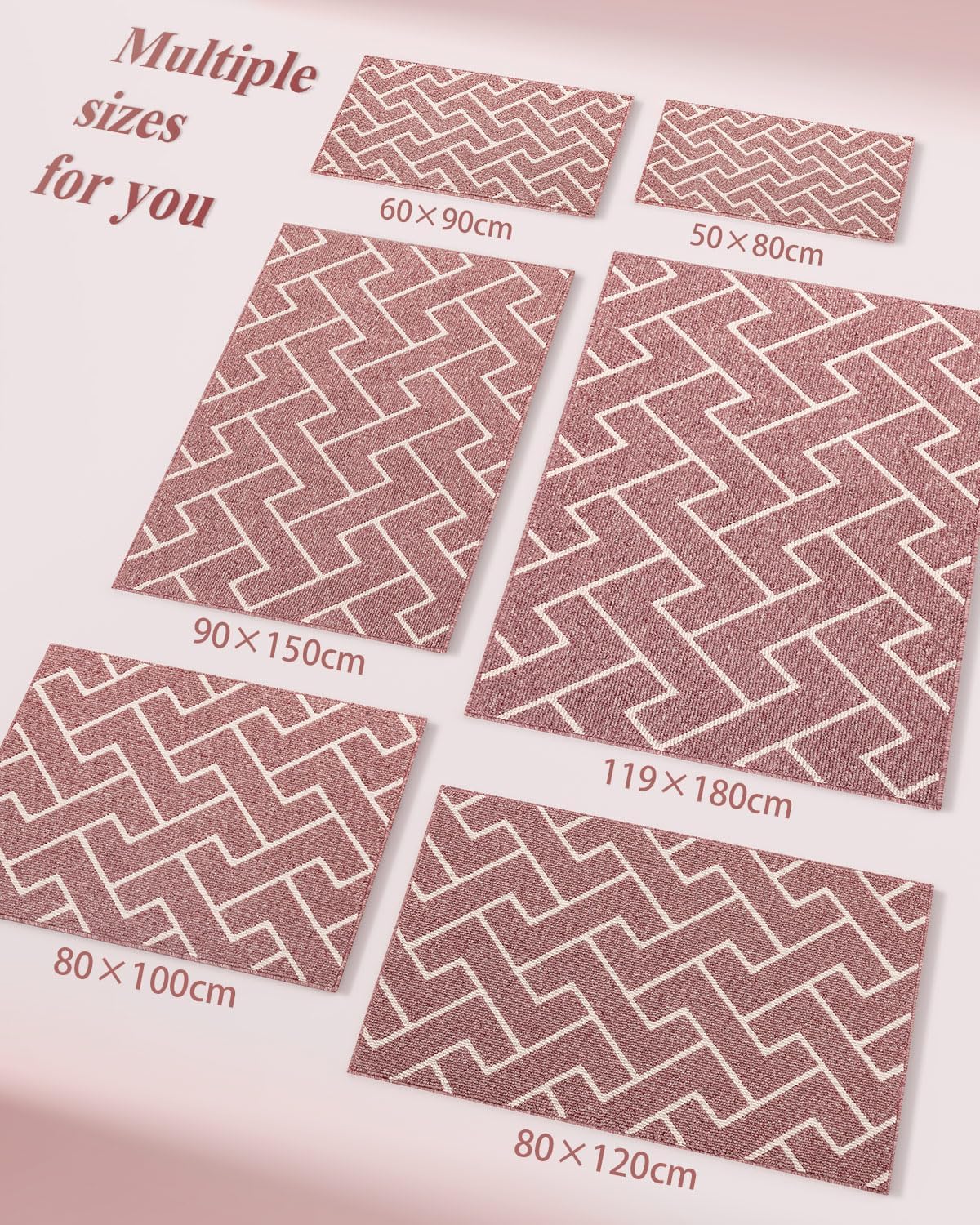 hicorfe Indoor Doormat,Front Back Door Mat Rubber Backing Non Slip Door Mats 36"x59" Absorbent Resist Dirt Entrance Doormat Inside Floor Mats for Entryway Washable Low-Profile(Light Pink)