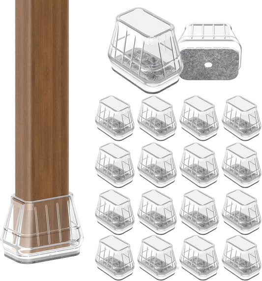 24PCS Rectangular Chair Leg Floor Protectors for Hardwood Floors, Thicken Rubber Chair Leg Cap Covers, Non Slip Furniture Leg Pads to Protect Wood Tile Floors from Scratches and Reduce Noise