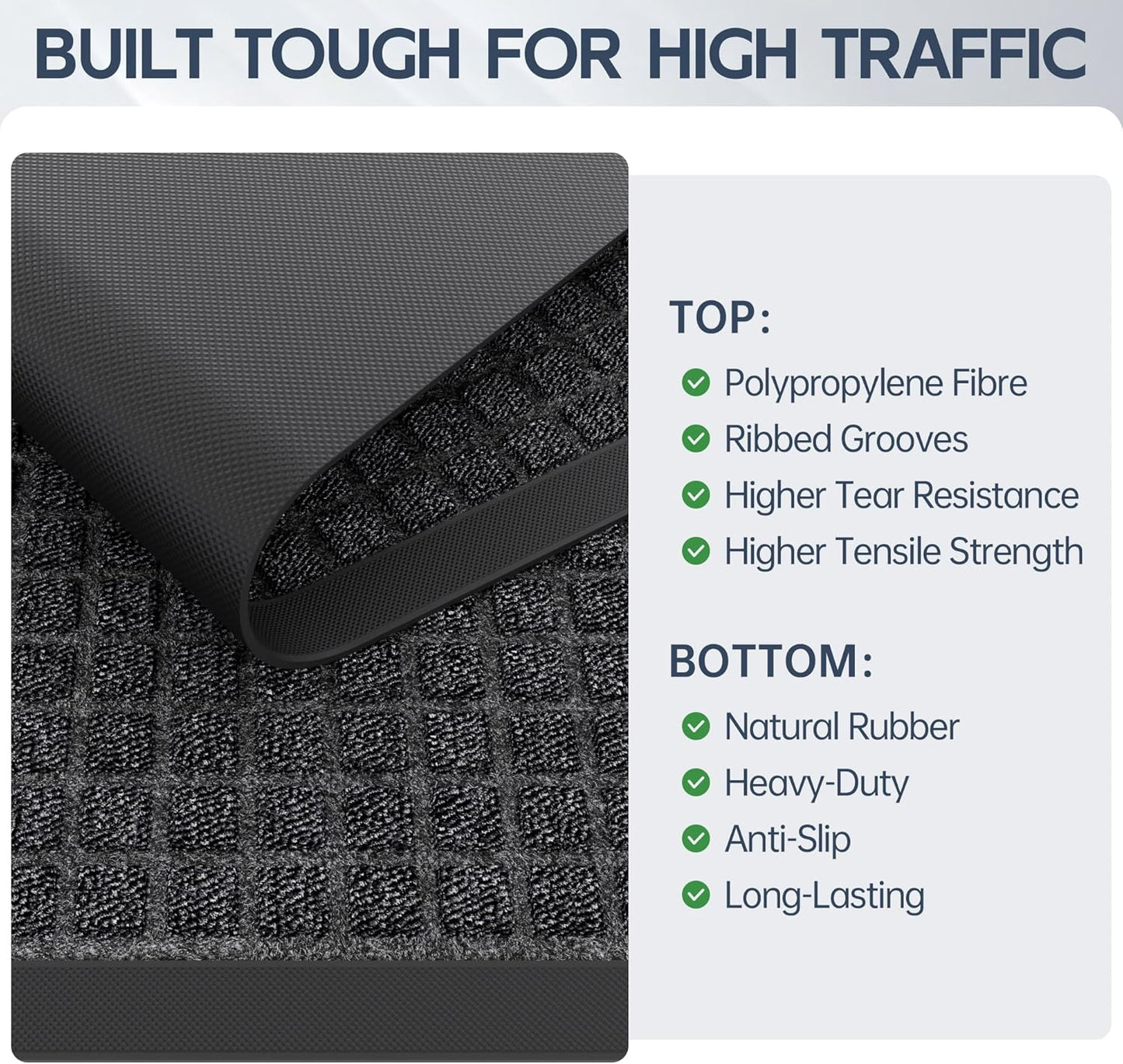 Amyracel Entrance Front Door Mat, 48"x72" All Season Weather Outside Door Mat, Heavy Duty Rubber Backing Doormat for Entryway, Low Profile Entry Indoor Door Mats for High Traffic