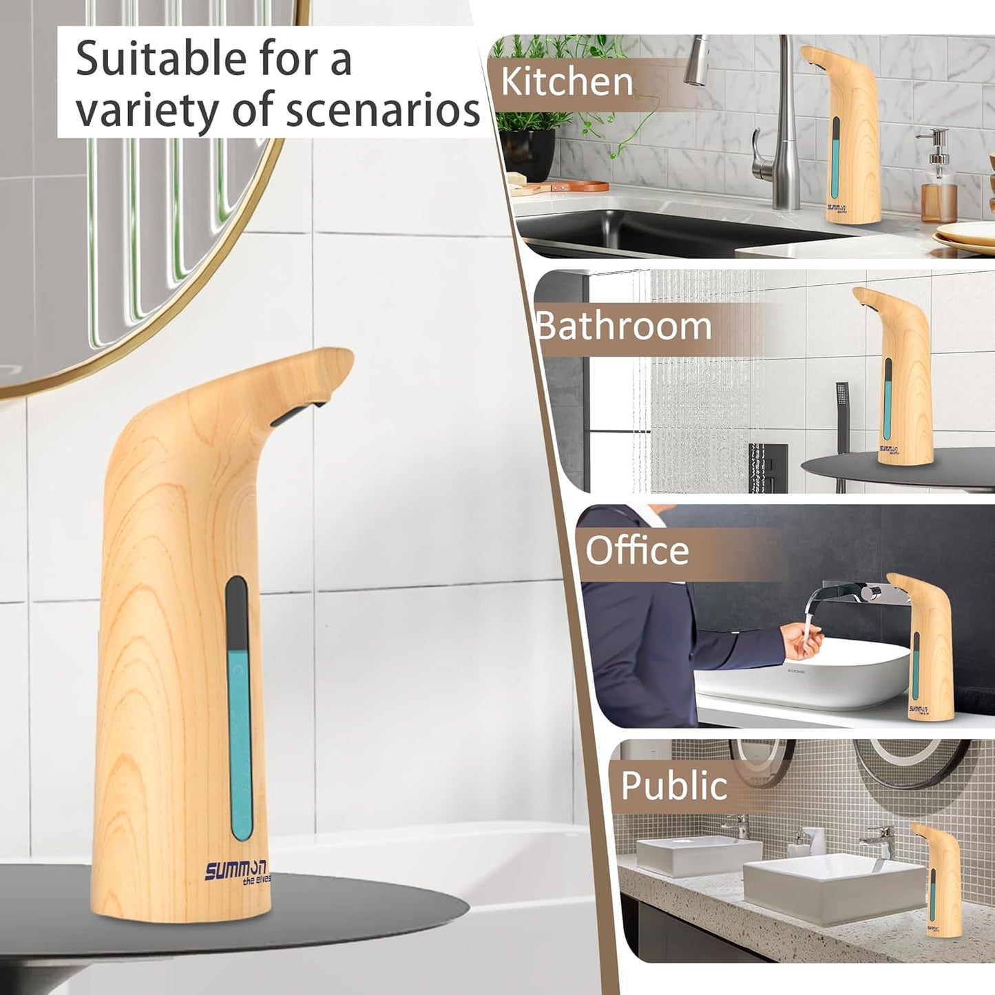 Automatic Liquid Soap Dispenser Touchless,400ML Hand & Dish Countertop Electric Dispenser with Sensor,4 Gear Adjustable Waterproof Battery Operated Kitchen Auto Soap Pump