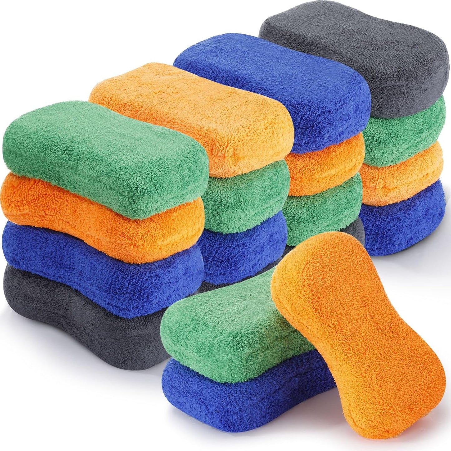 12 Pack Microfiber Car Wash Sponge 9" x 4.3" Large Sponges Two-Sided Non-Scratch Wash Mitt Microfiber Applicator Pad for Car Washing Supplies, Extra Thick Foam Kit Great for Cleaning