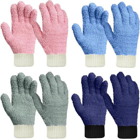 MIG4U Microfiber Dusting Gloves Washable Reusable Cleaning Mittens Gloves Kitchen House Cleaning Car Blinds Multicolor 4 Pairs L/XL