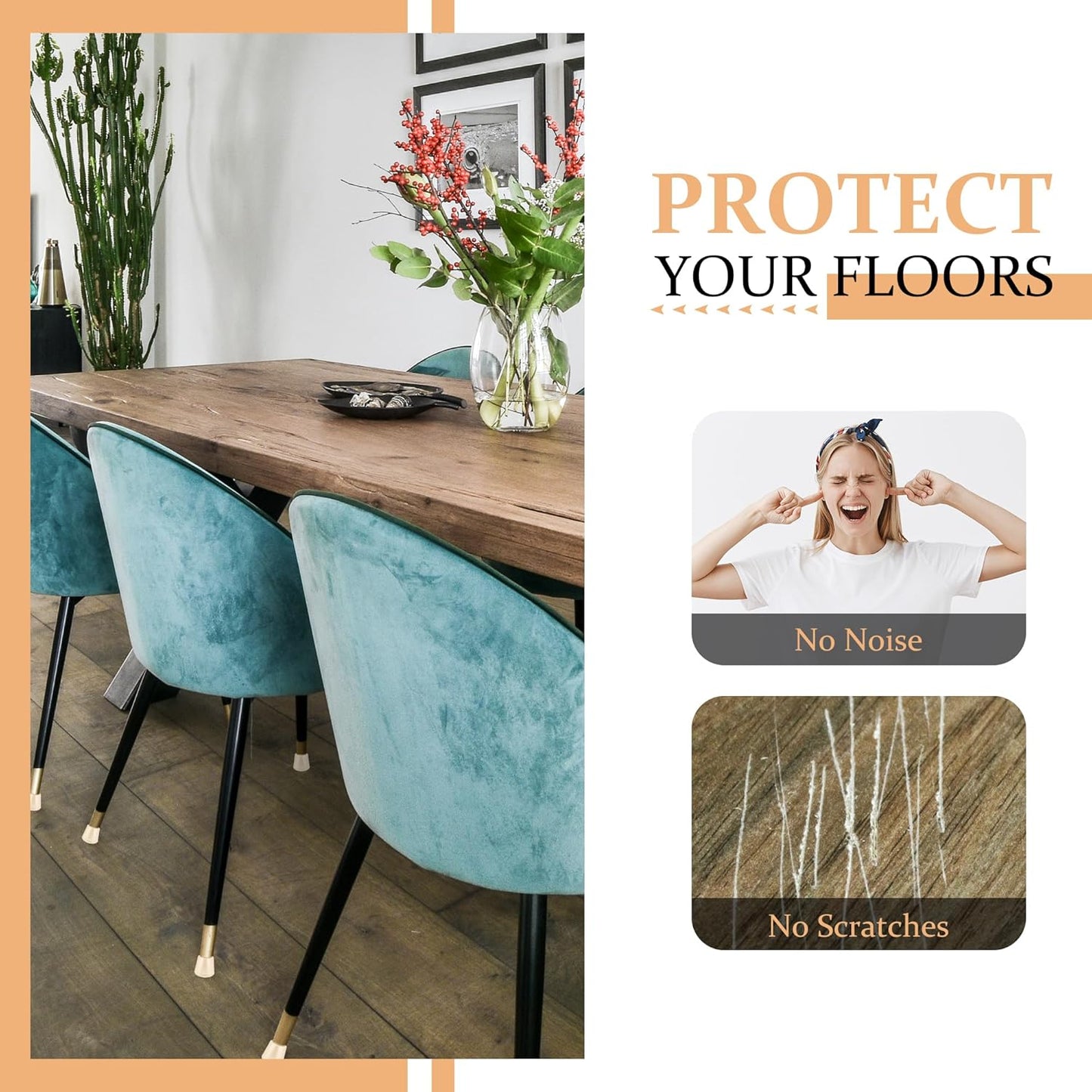 3/4" Round Rubber Chair Leg Tips Caps, Chair Leg Floor Protectors, Non-Slip Chairs Legs Caps, Stool Feet Protectors Cap, Folding Metal Chairs Legs Tip Replacement (White, 12 Pack)