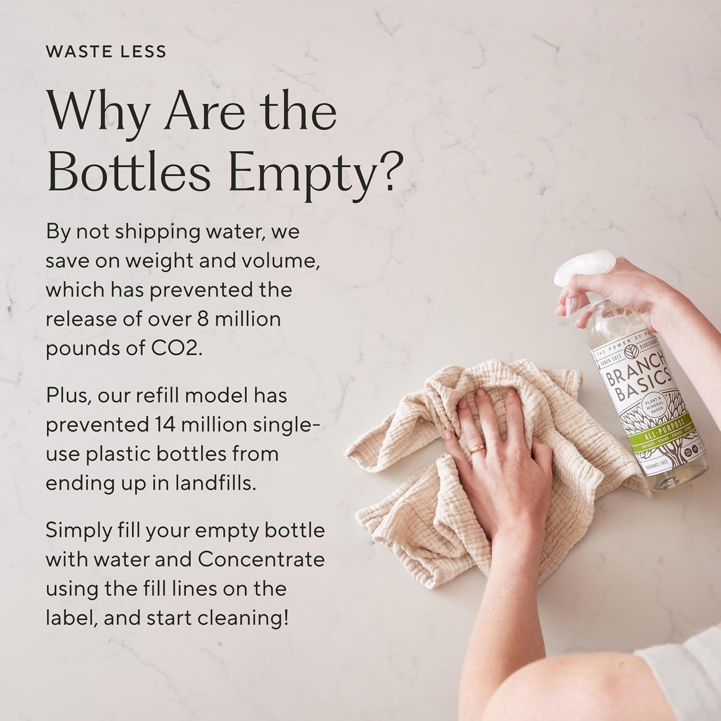 Branch Basics Premium Starter Kit: All Purpose, Glass, and Bathroom Cleaner plus our Foaming Wash, and Laundry Bottle (3 Plastic Spray Bottles + Concentrate) Fragrance-Free