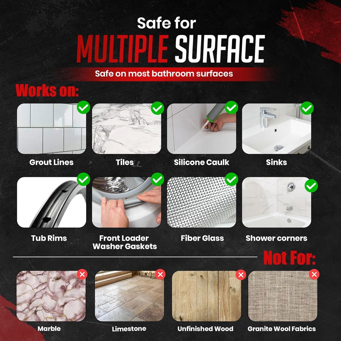 Pomy Professional Grade Mold Stain Remover Gel (2 Pack-16 oz Total) Thick No-Run Gel for Shower Caulk, Grout Lines, Washing Machine Gasket, Front Loader Door Seal, Tile and Bathroom Surfaces