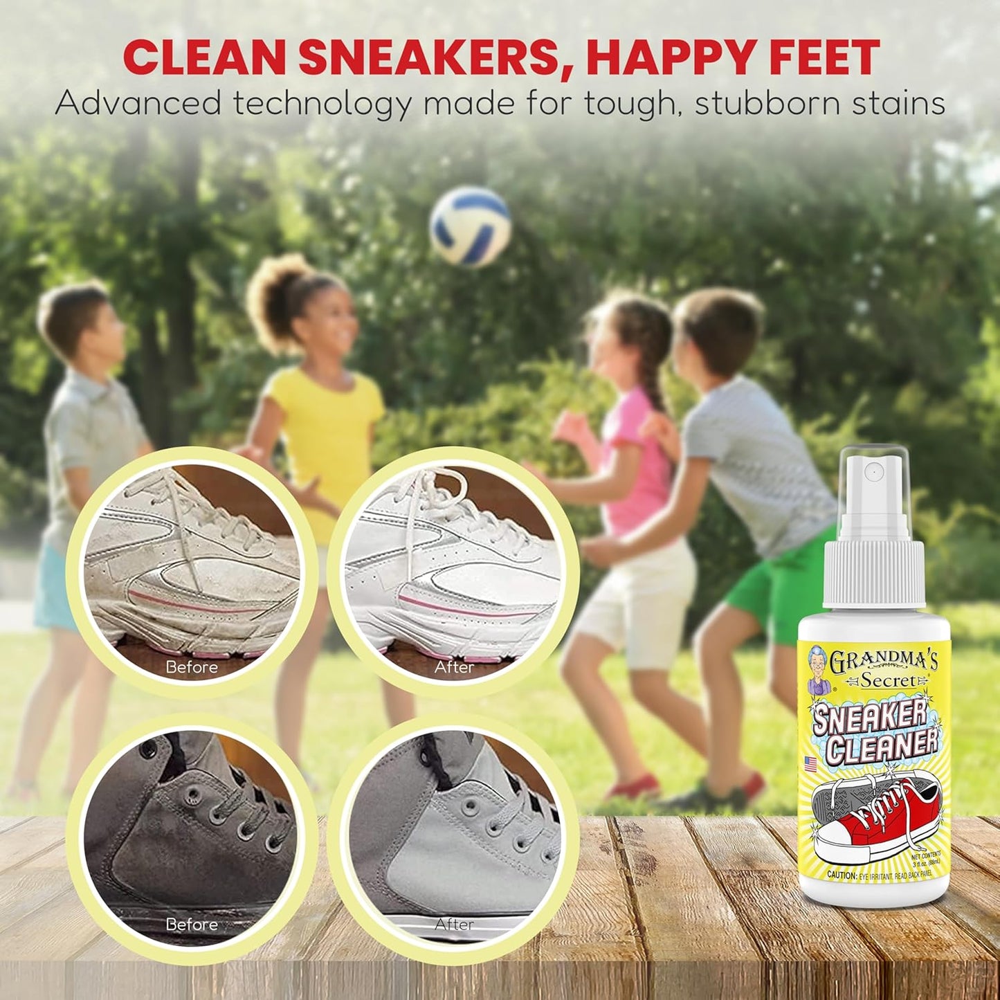 Grandma's Secret Sneaker Cleaner - Shoe Cleaner for Rubber, Canvas and Leather - Stain Remover Spray Removes Dirt, Grime and Grass - Sneakers Cleaner for Outdoor Shoes, Slippers and Moccasins – 3 oz