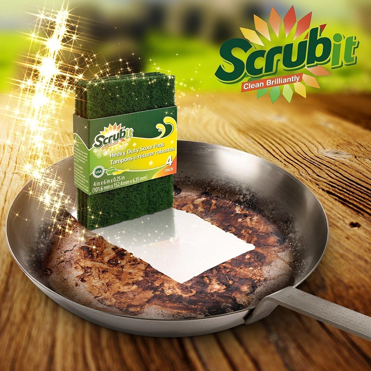 Scouring Pads - Heavy Duty Household Cleaning Scrubber with Non-Scratch Anti-Grease Technology - Reusable Scrubbing Pads - Green, 12 Pack