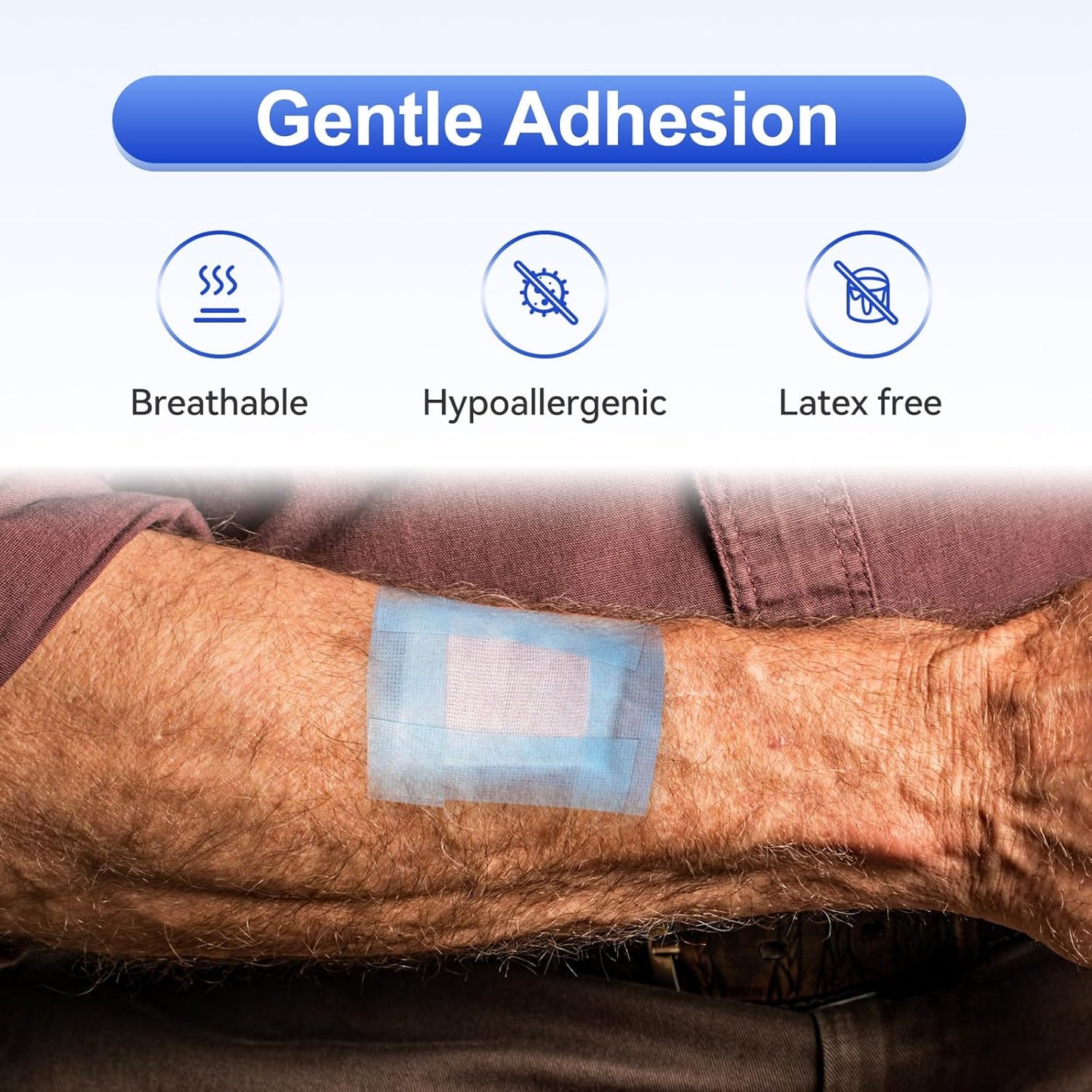 2 Rolls Silicone Medical Tape for Wound Care - Surgical Tape for Secures Dressings and Gauze, Blue Waterproof Medical Tape for Sensitive Skin （1" x 5.5 Yard）