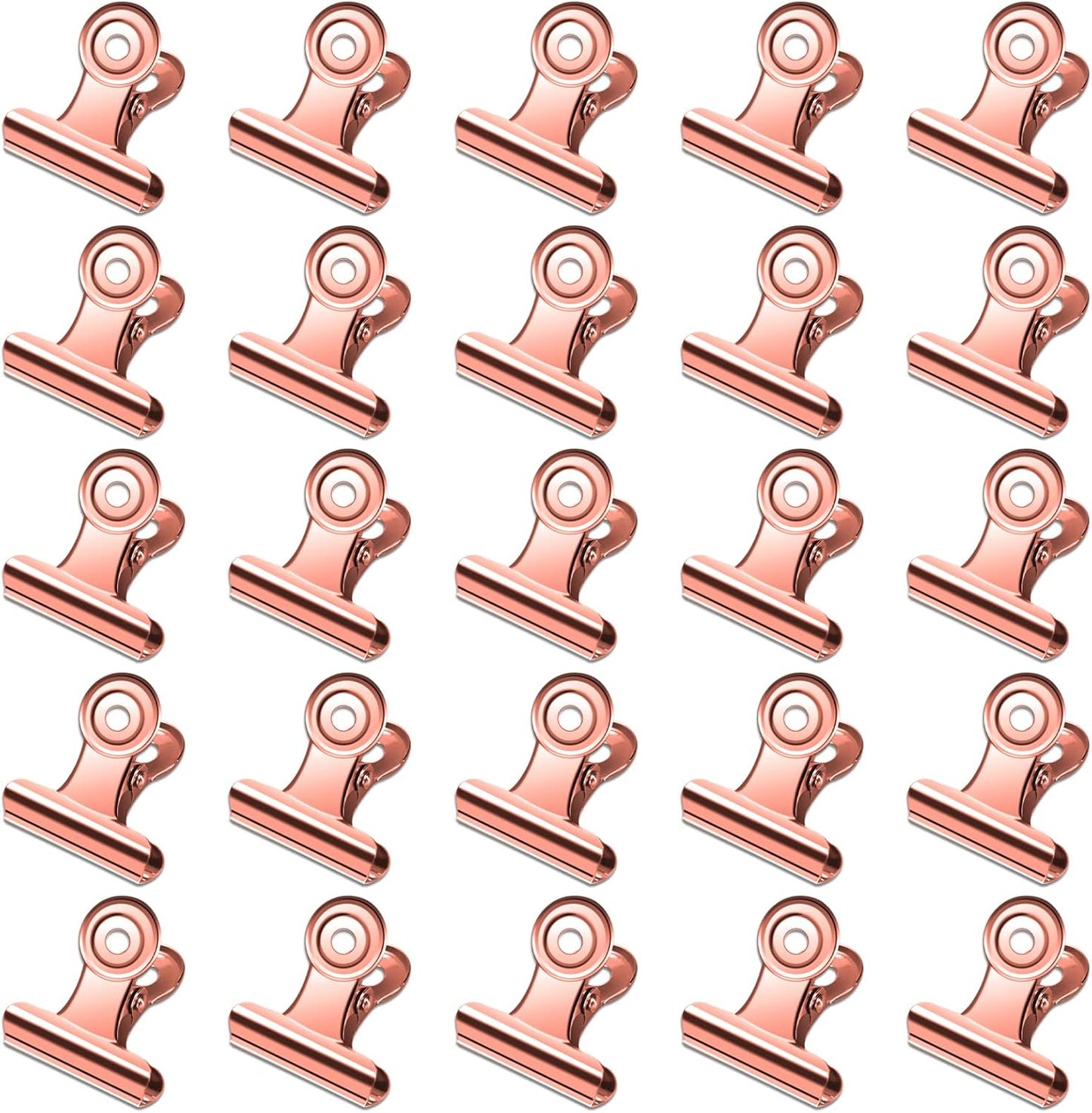 30 Pack Small Bull Clips 0.87 Inch Mini Metal Hinge Clips Binder Paper Hinge Clip for Office, Home, School, Shops, Rose Gold, 22mm