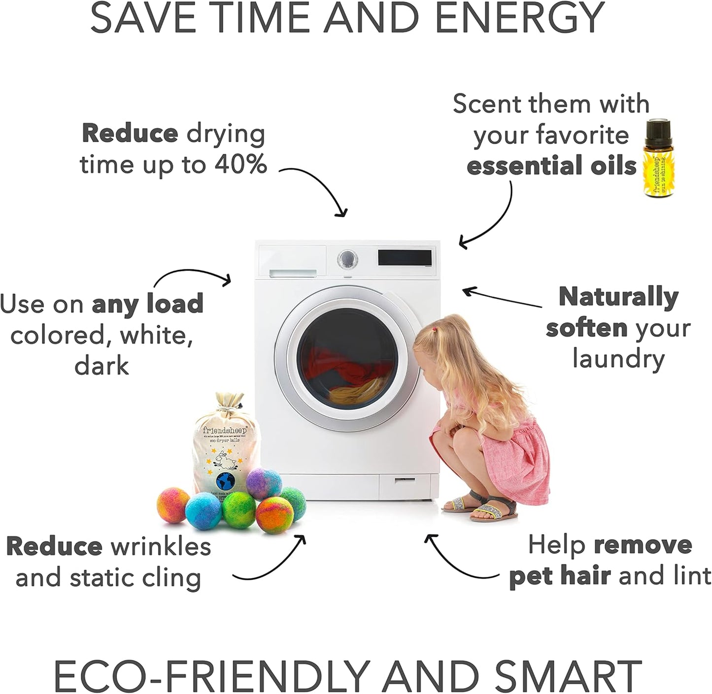 Friendsheep Wool Dryer Balls, Organic Reusable Fabric Softener Alternative for Laundry, Handmade, Fair Trade, Hypoallergenic, Eco-Friendly, Plastic-Free (6 Pack XL - Galxy Tie Dye)