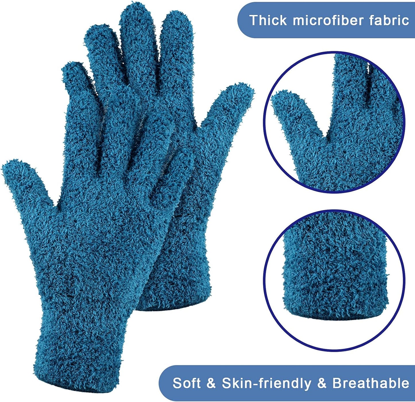 Patelai 3 Pairs Microfiber Plant Dusting Gloves Leaf Cleaning Gloves for Indoor Plants, Blinds, Furniture, House(Large,Dark Blue, Gray, Khaki)