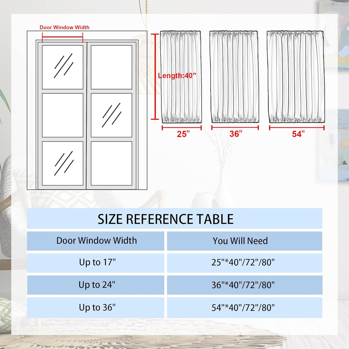 DWCN French Door Curtains – Rod Pocket Thermal Blackout Curtain for Doors with Glass Window, Kitchen and Patio Doors for Privacy, 25 X 40 Inch Length, 1 Curtain Panel with Tieback, Dark Grey