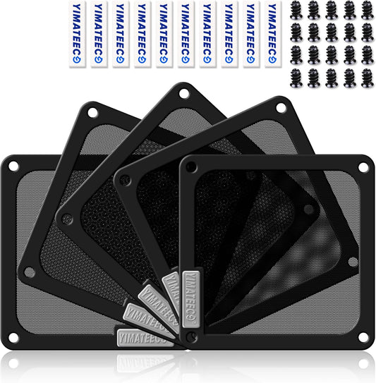 140mm PC Dust Filter for Computer Cooler Fan/PSU/Routers PVC 50 Mesh, Magnetic Dust Mesh Computer Fan Filter Grills with Screws Dustproof Case Cover (PVC V4.0, 140 * 140mm, 5pcs, Black)