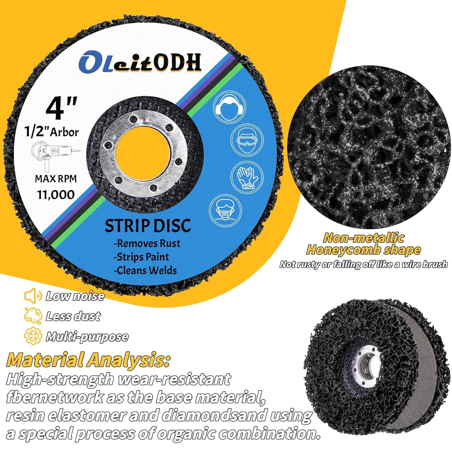 15 Pcs 4.5" x 1/2" Strip Discs Bulk, Paint Stripping and Rust Removal Wheels for Angle Grinders, Abrasive Grinding Discs for Metal, Wood, and Fiberglass, Purple