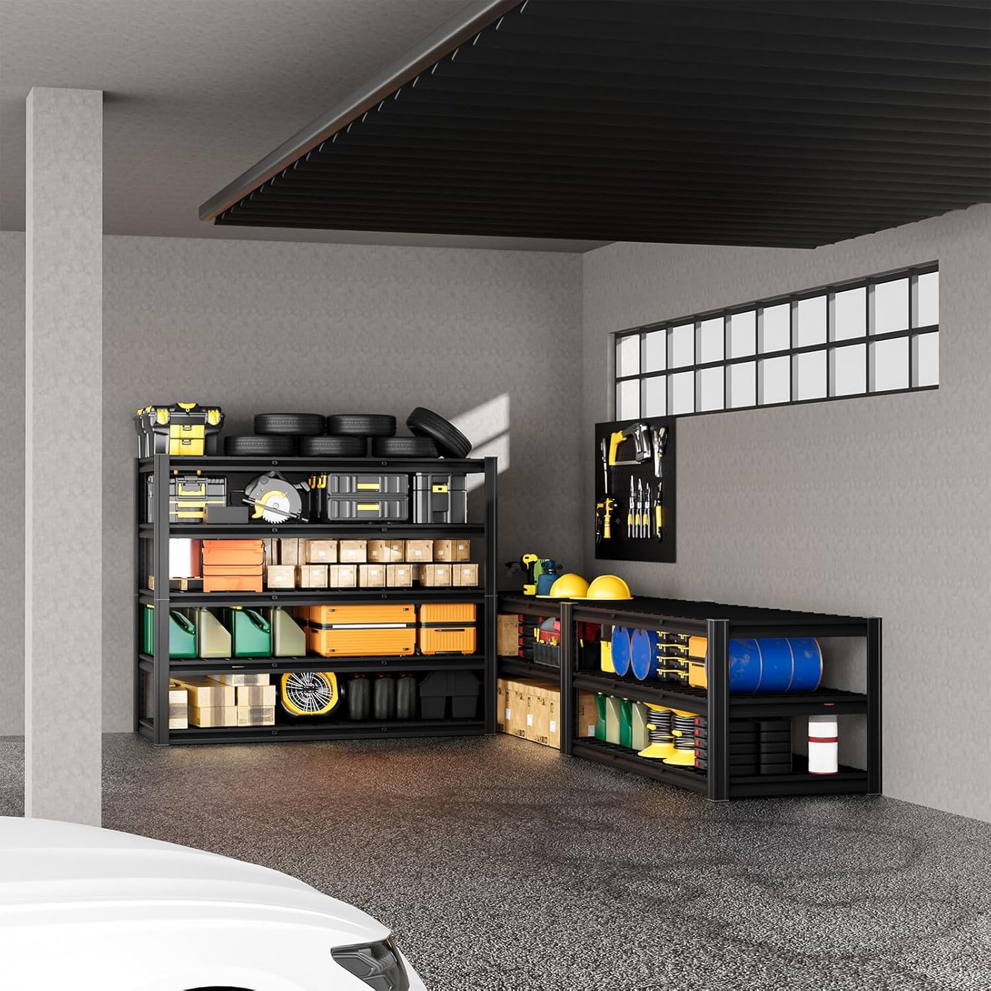 5-Tier 60”W x 24”D x 72”H Garage Shelving Storage Shelves 3000LBS Heavy Duty Metal Shelf Adjustable Rack Units Suitable for Garage Basement Warehouse Utility Shelves (Black)