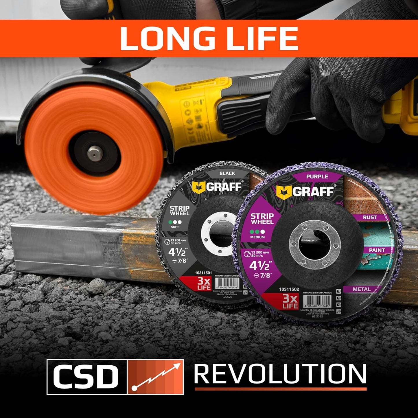 4.5 Inch Paint Stripping Disc - Rust Remover Wheel, Abrasive Discs Rust, Oxidation, Paint Remover Stripper Discs - Coarse Strip Discs 4 1/2 for Angle Grinder GRAFF 10 Packs (7/8" Arbor)