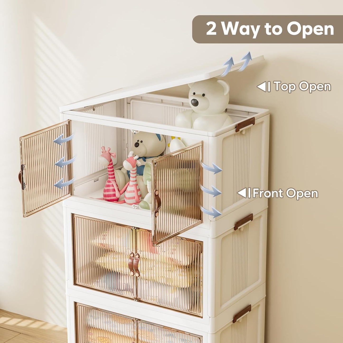 Jalove 88QT Plastic Storage Bins with lids, Stackable Collapsible Storage Containers with Wheels, Closet Organizer and Storage Drawers, Clothes Storage Cabinet for Home Office Garage, 3 Pack White