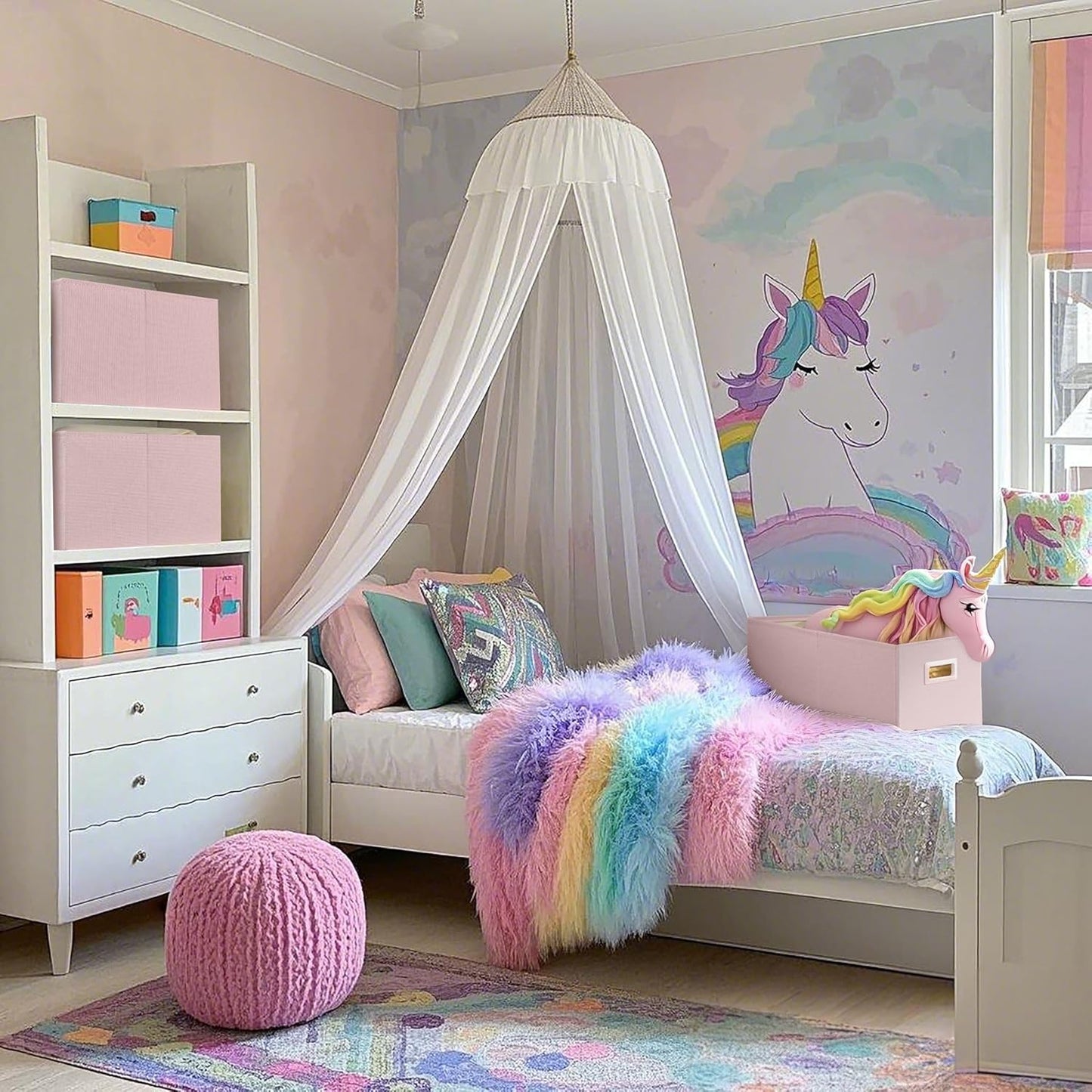 DECOMOMO Storage Bins for Shelves Robust Fabric Closet Bins for Shelves Toy Storage Clothes Books (Pack of 3 – Pink)