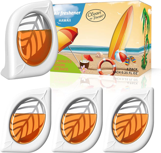 Air Freshener for Home, 4 Pack, Hawaiian, Odor Eliminator for Small Area Closets Bathroom Pets Strong Odor, Up to 120 Days