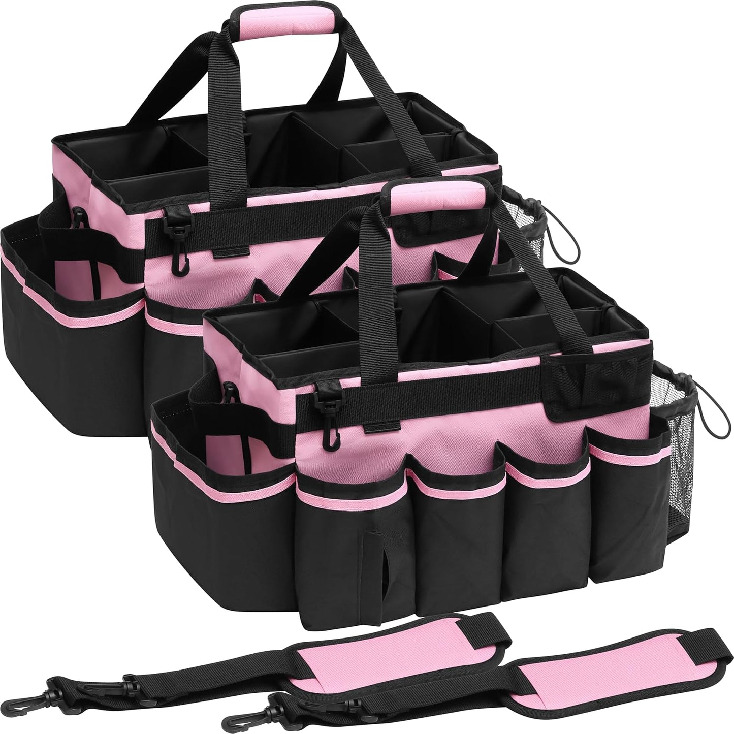 2 Large Cleaning Supplies Bags for Housekeepers for Kitchen, Pink