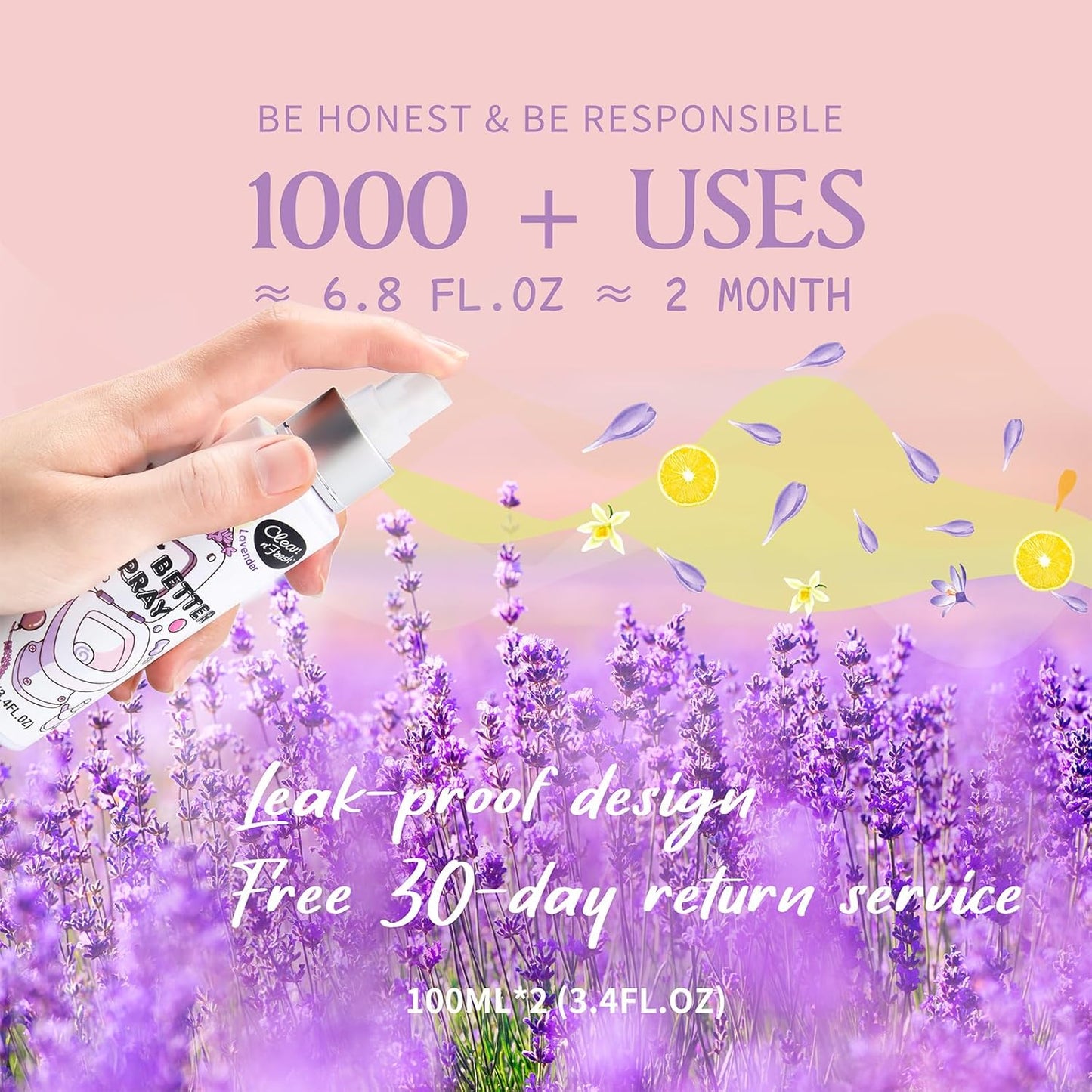 Clean-n-Fresh Toilet Spray for Poop, Lavender 6.8 Fl.Oz, Air Freshener Bathroom Spray, Odor Eliminator| Up to 400+ Uses