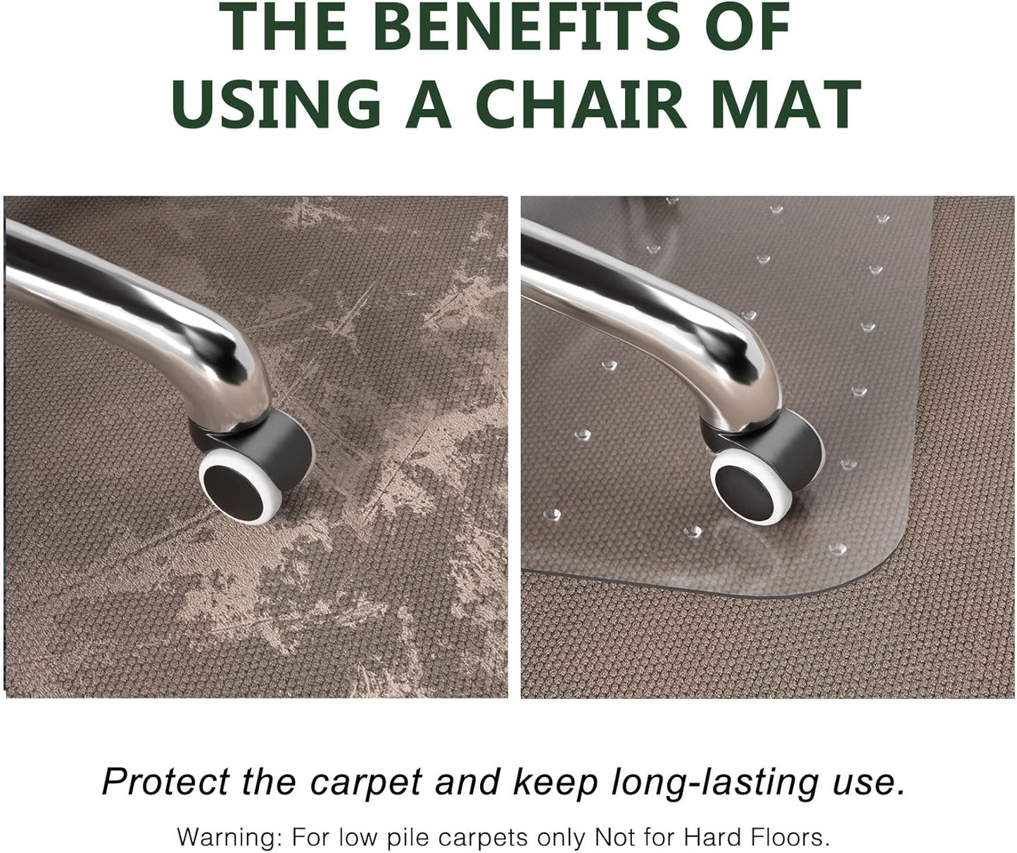 FuturHydro Office Chair Mat for Carpet, 30" x 48" Clear Floor Protector, Transparent Under Desk Mats for Office, Home and Gaming Floors (Rectangle)