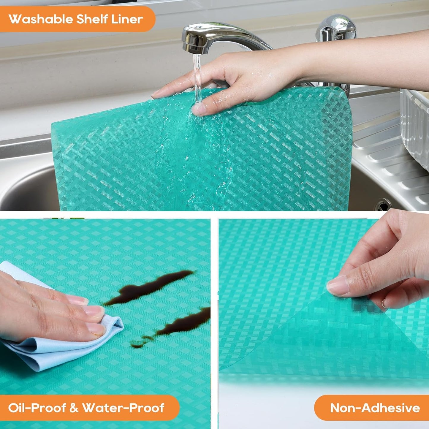 Fridge Liner Shelf Liners for Kitchen Cabinet Refrigerator Liners Waterproof & Oil-Proof Kitchen Cupboard Liner Non Adhesive Drawer Mats EVA Material for Shelves 11.8 x 59 Inches