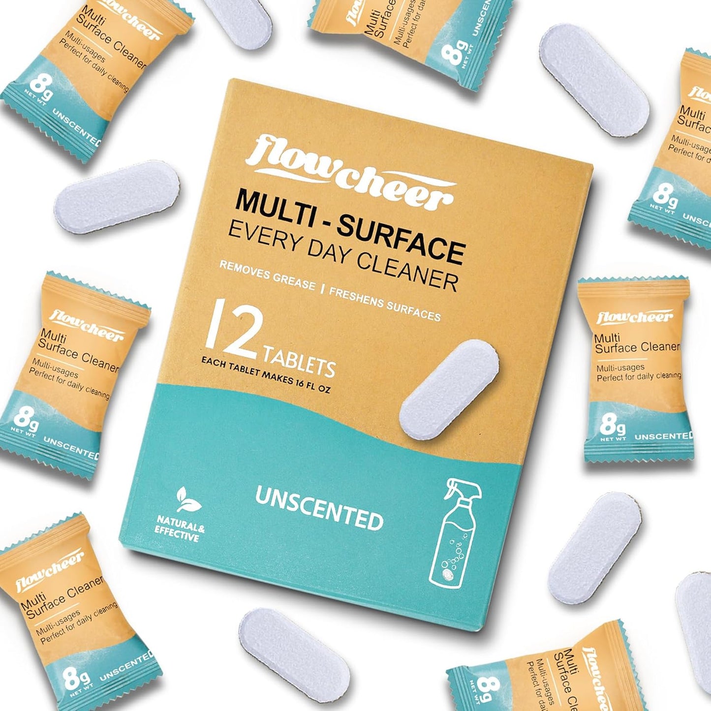 All Purpose Cleaner Concentrate Refills,MultiSurface Clean Refill,No Toxic Cleaning Tablets(12Pack)-Makes 192fl oz(12x16Fl oz)Bottle of Spray Cleaner for Household&Kitchen Cleaning-Unscented