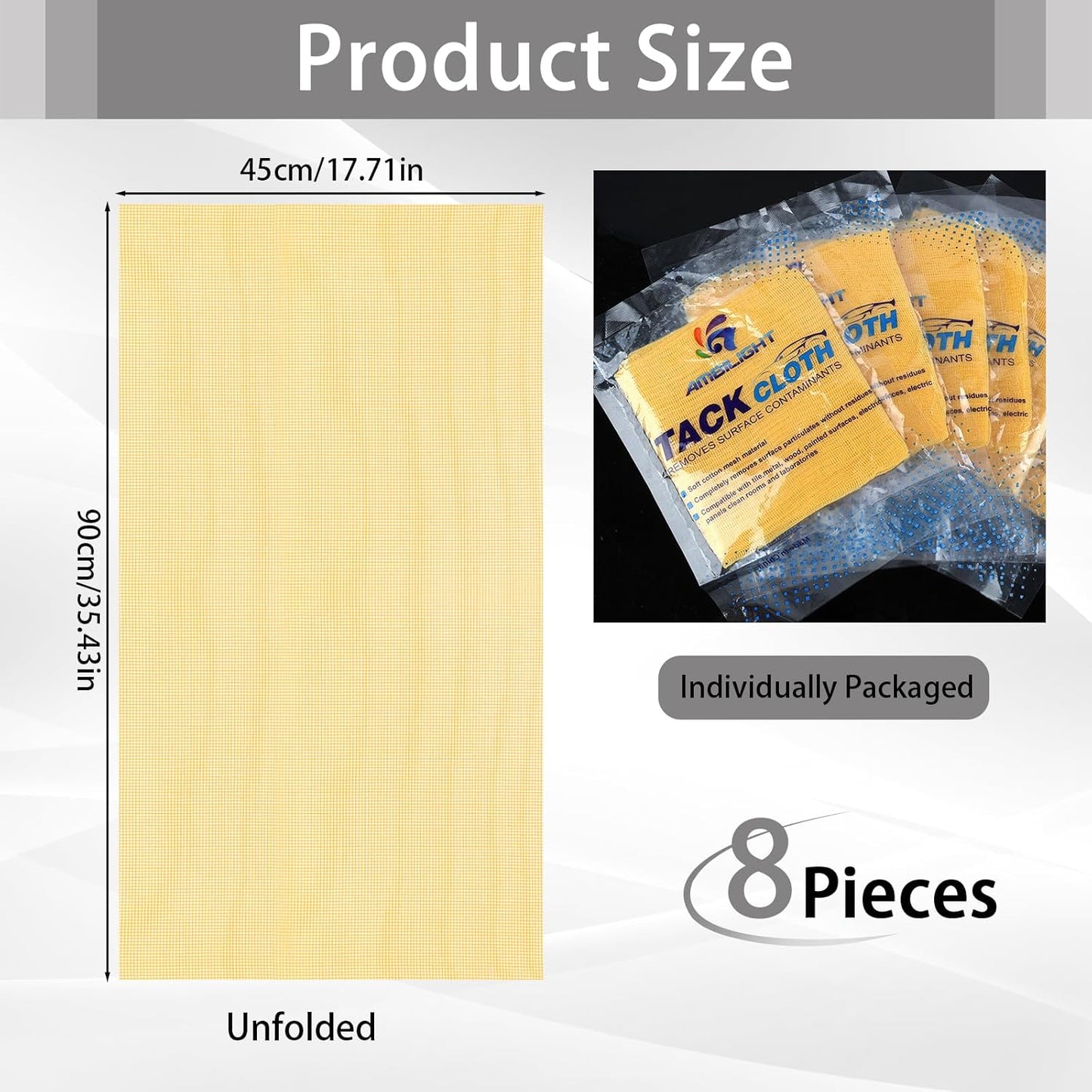 8 Pack Tack Cloths, Tack Rags for Woodworking, 17.7 x 35.4 in Tac Cloth Dust Stain Rags for Automotive Painting, Sanding, Cleaning, Dusting, Staining