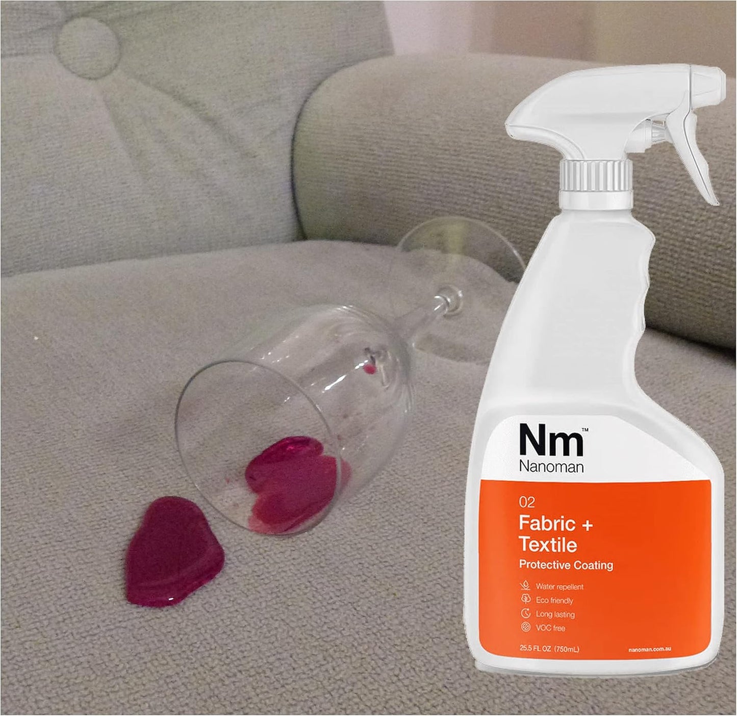 Nanoman Fabric & Textile Protector Spray | Invisible, Waterproof, Stain-Resistant | Safe for All Fabrics & Textiles | Eco-Friendly, Non-Toxic, Long-Lasting Protection | 750ml