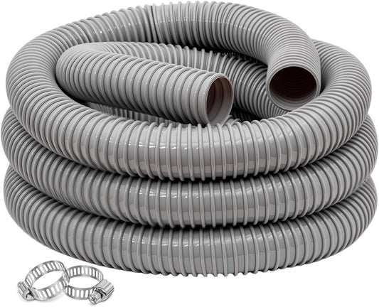Dust Collection Hose 2 in × 5 ft Heavy Duty Flexible PVC Reinforced Thicken Helix Suction Discharge Corrugated Pipe Hose for Fume Dust Collector Fitting Wood Chip Saw (2 inch gray hose)