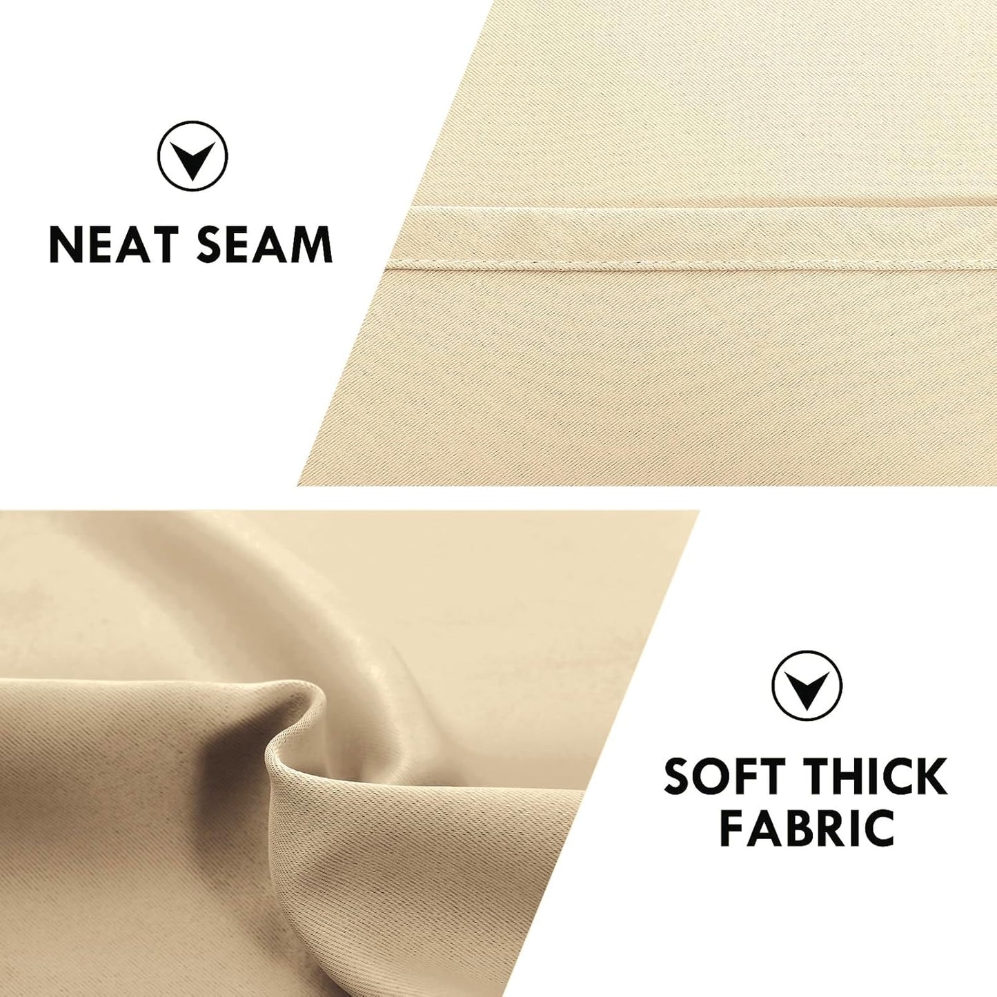 DWCN Blackout Curtains for Living Room Thermal Insulated, Energy Saving & Noise Reducing Bedroom Curtains, Beige, W 70x L 72 Inch, Set of 2 Rod Pocket Curtain Panels