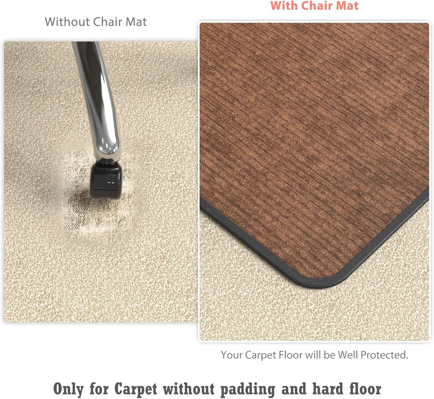 Heavy Duty Office Chair Mat for Carpet and Hardwood Floor Bohemian Desk Chair Mat Rug 36'' x 48'' Jacquard Woven Surface Floor mats for Office Home