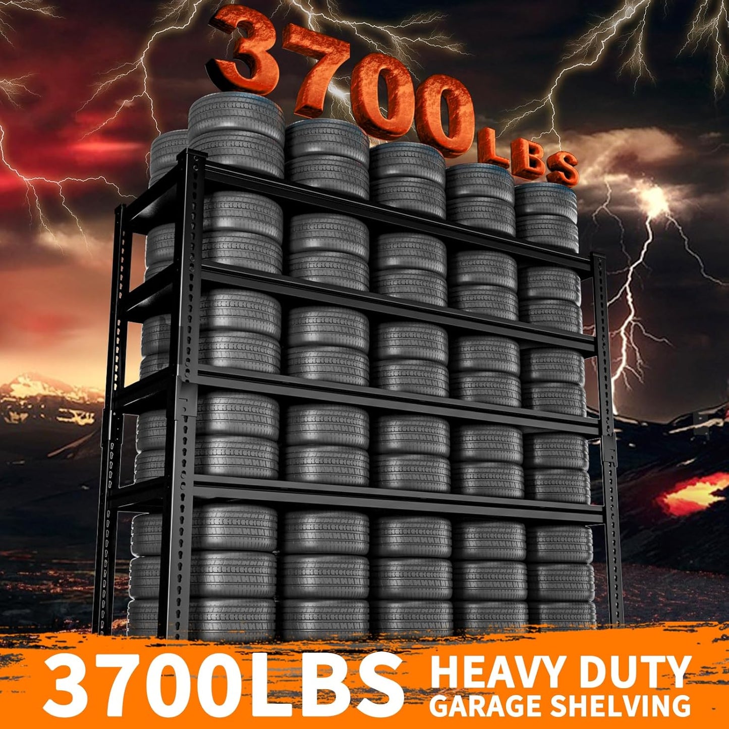 Storage Shelves Heavy Duty 2 PCS,48"L x 18"W x 72"H Garage Storage Shelves Unit Loads 3700LBS, 5-tier Adjustable Metal Industrial Utility Shelf Rack for Kitchen, Laundry Room,Warehouse, Basement