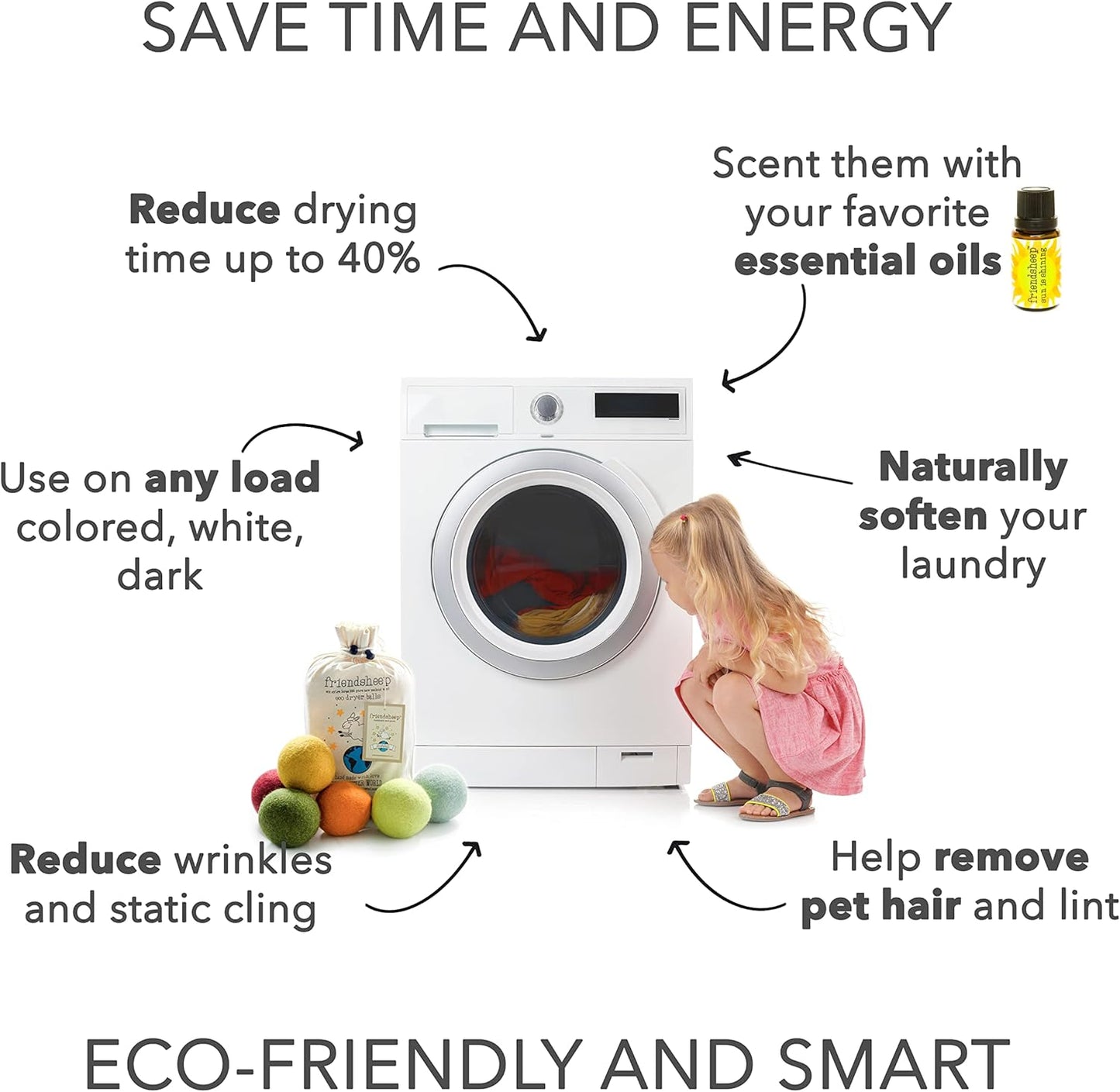 Friendsheep Wool Dryer Balls, Organic Reusable Fabric Softener Alternative for Laundry, Handmade, Fair Trade, Hypoallergenic, Eco-Friendly, Plastic-Free (6 Pack XL - Harvest Moon)