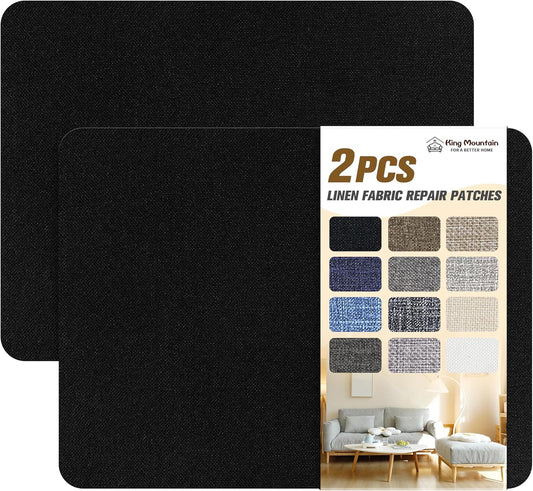 Fine Linen Repair Patches, Self-Adhesive Fabric Patches, 8x11 inch 2 PCS, Multi Color, for Sofa and Clothes Repair (Black, 8" x 11" - 2PCS)