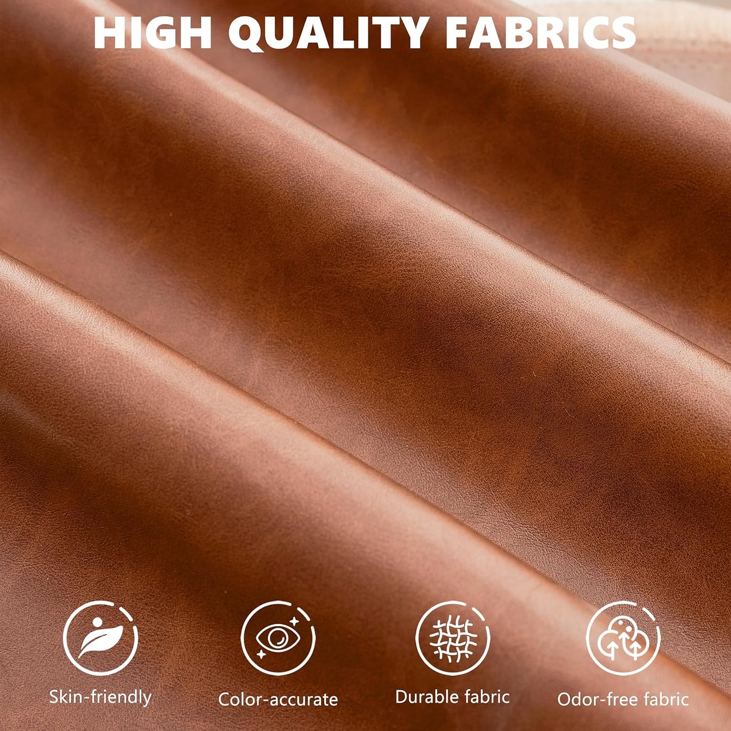 51.8’’ Storage Ottoman Bench, Faux Leather Ottoman with Storages, Window Benches Holds up to 330lbs, Upholstered Storage Bench for Bedroom, Living Room, Entryway and Family Room, Brown