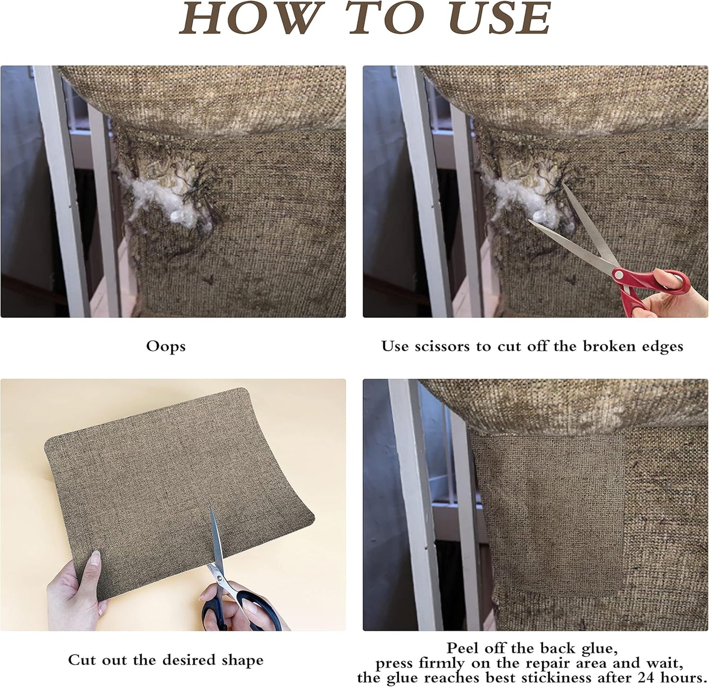 Fine Linen Repair Patches, Self-Adhesive Linen Fabric Patches, 12X40 inch Extra Size, Multi Color, Can be Used for Linen Sofa Repair and Linen Clothes Repair(12" x 40",Rice Coffee)