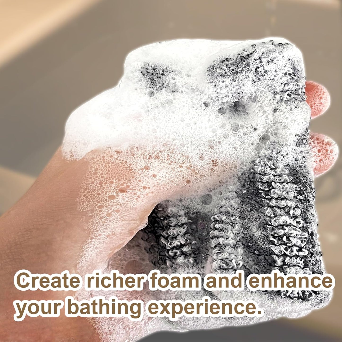 2 Pack Soap Bag Gentle Roughness,Bar Soap Pouch Saver Pocket,Exfoliating Body Scrubber Shower Bath Sponge Loofah (Grey)