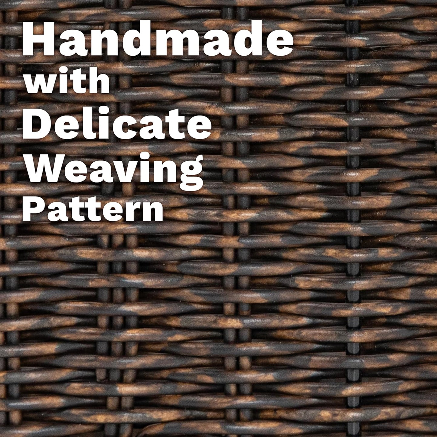 myHomeBody Wicker Storage Basket, Storage Cubes, Woven Baskets for Organizing, Resin Wicker Set of 3, Rustic Brown