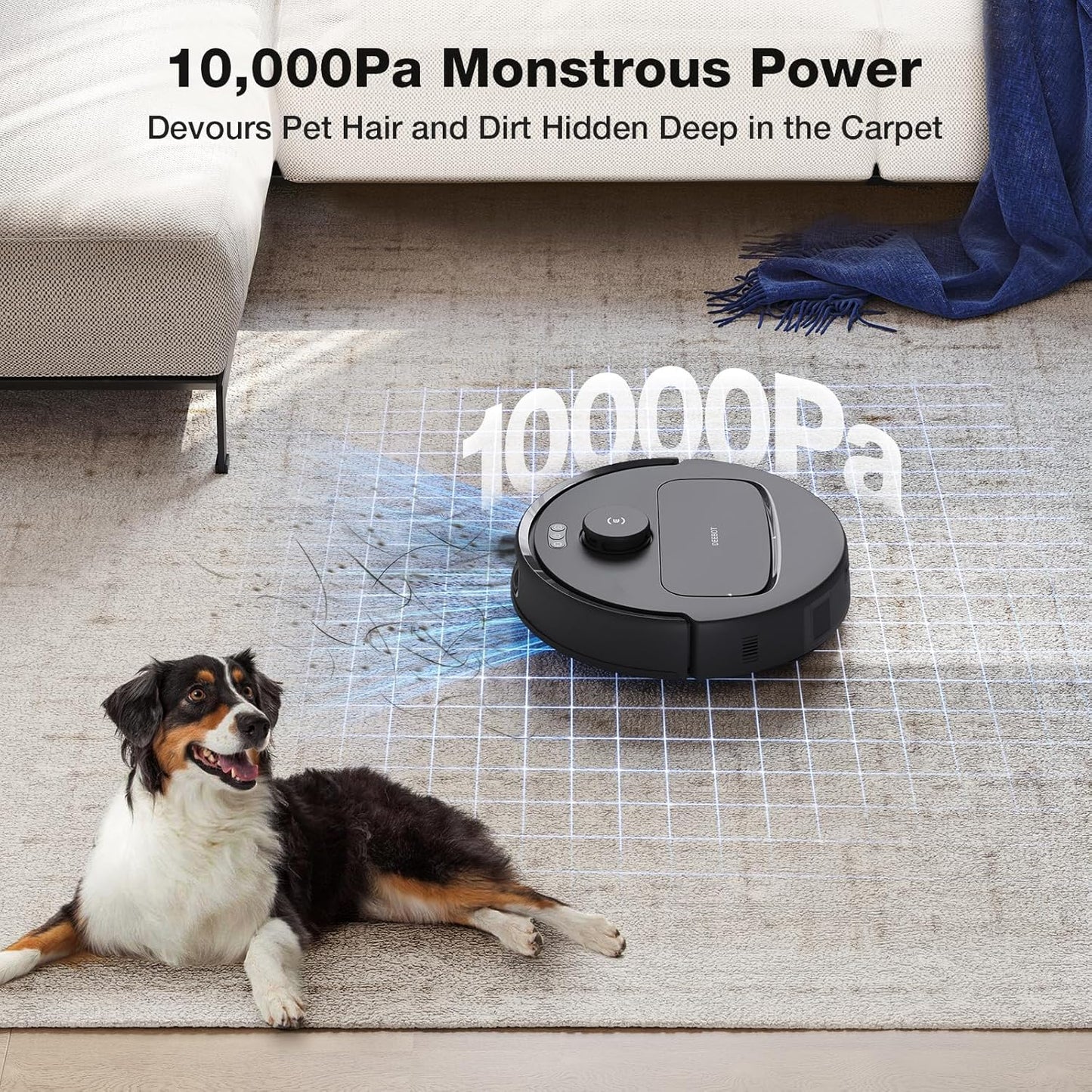 ECOVACS DEEBOT N30 Omni Care Robot Vacuum and Mop, 10000Pa Suction, TruEdge Adaptive Edge Mopping, ZeroTangle 2.0 Technology, Hot Air-Drying, Self-Emptying, Auto-Lift Mopping, Obstacle Avoidance