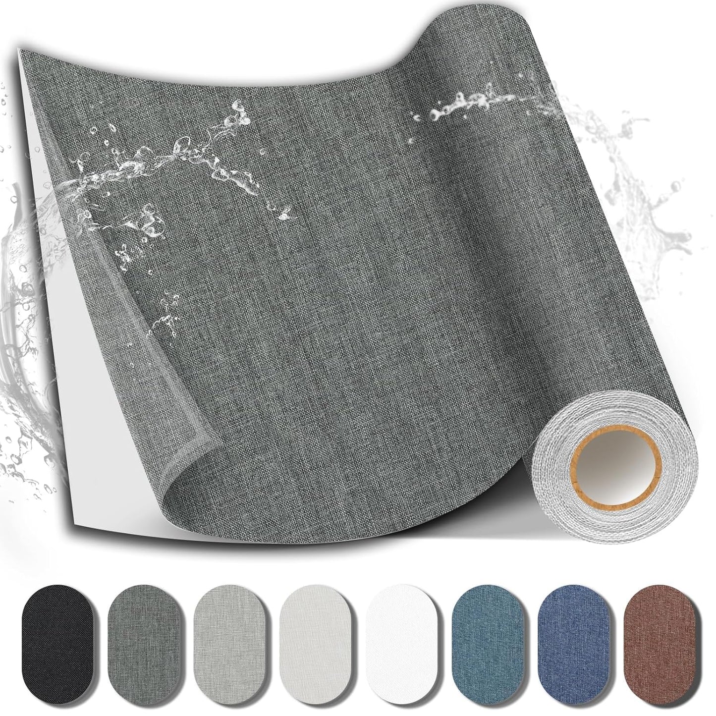 Fabric Repair Patch, 17X79 Inch Large Repair Tape, Self-Adhesive Patches for Furniture, Sofa, Car Interior, Shoes, Hand Bag, Clothing (Dark Grey, 17X79 Inch)