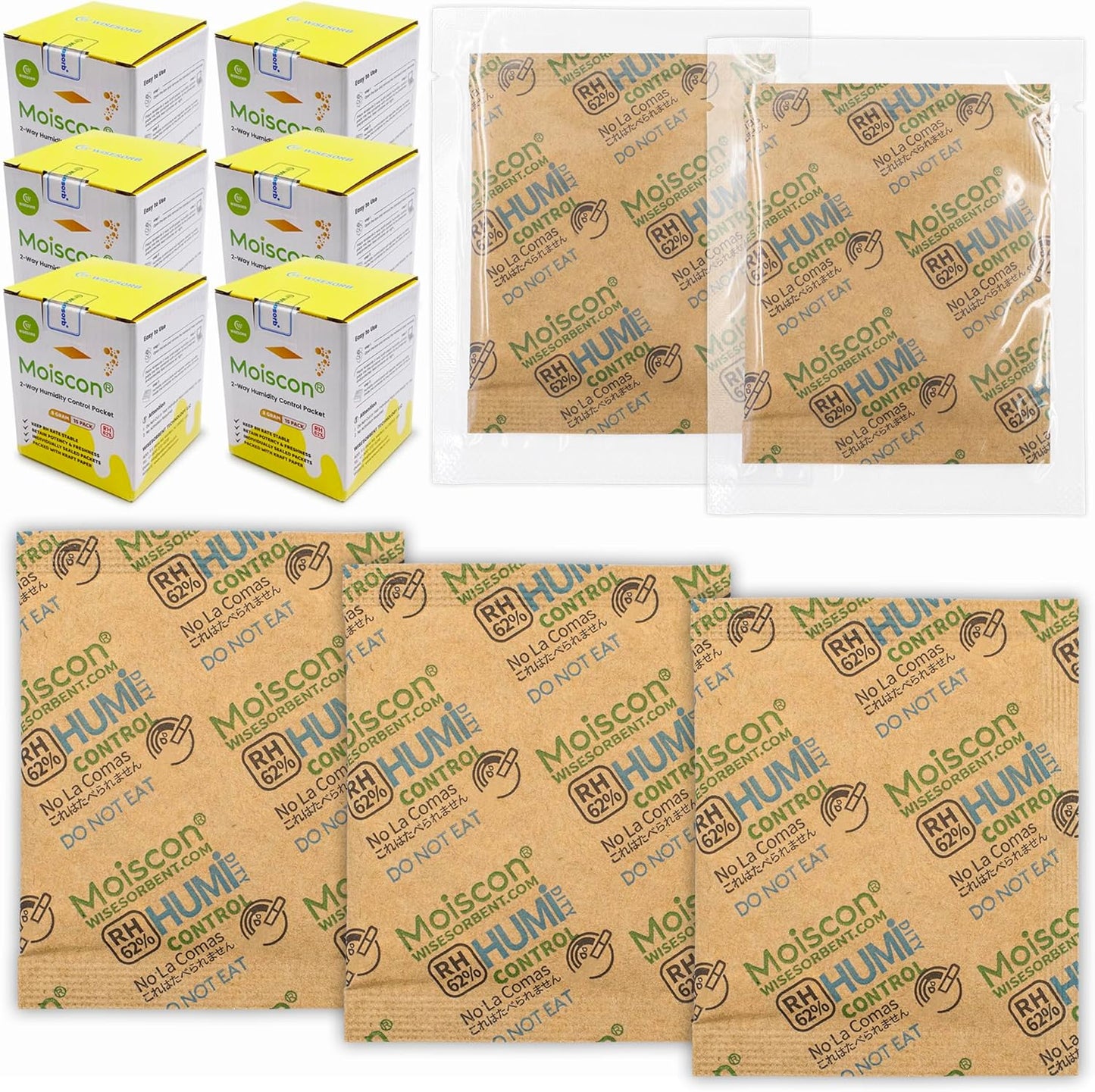 90 Pack 62% RH 8 Gram Two-Way Humidity Control Packs for Storing 1 oz, Size 8 Moisture Control Packets Individually Wrapped