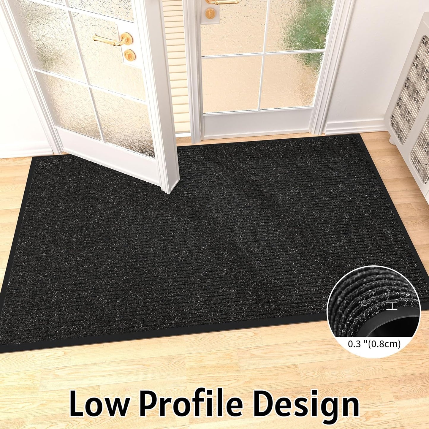 Front Door Mat Indoor Outdoor Entrance, 30" x 72" Dirt Resistant and Absorbent Door Mat, TPR Backing Non-Slip Doormats, Easy to Clean, Low Profile Welcome Floor Mat for Outside Entry