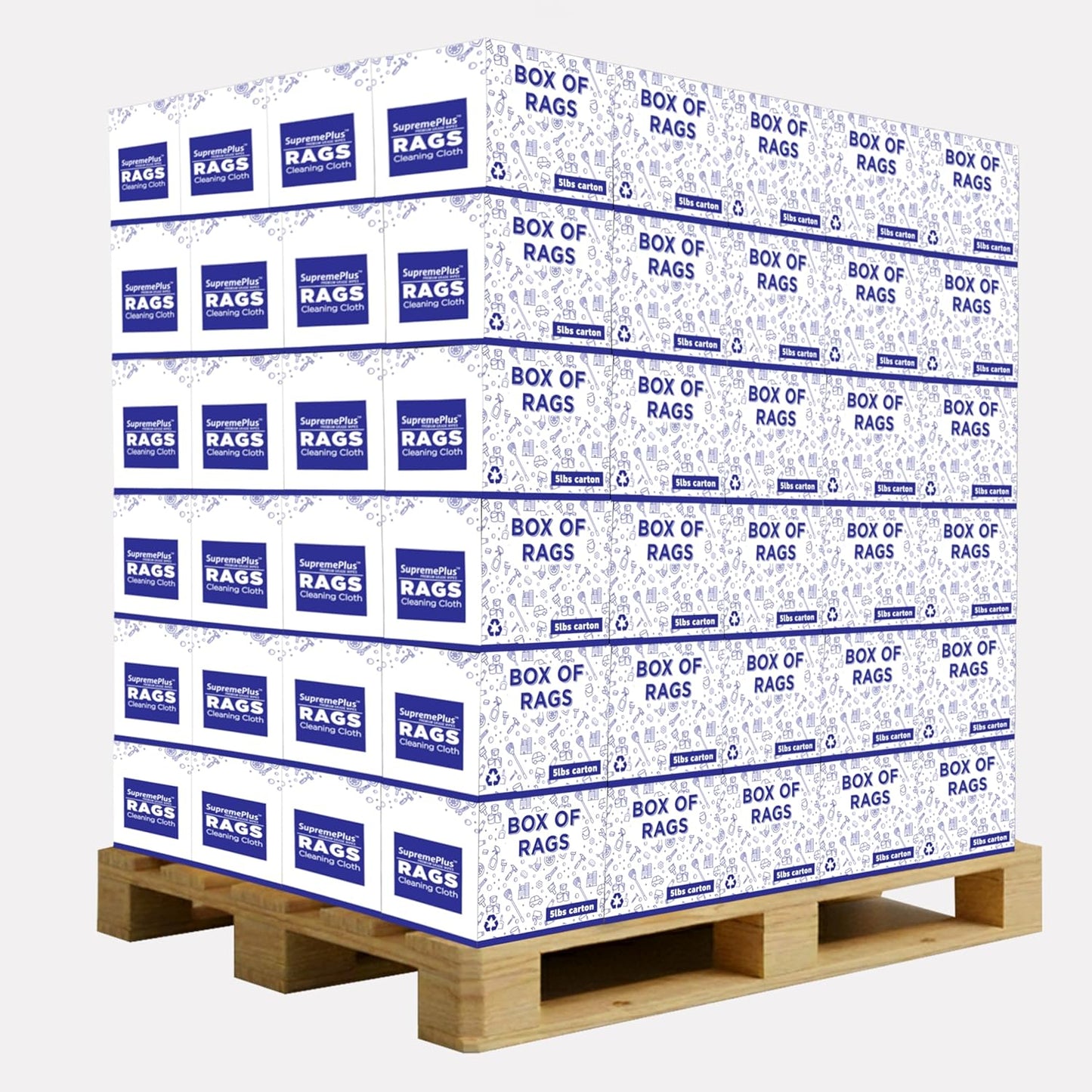 Premium White T-Shirt Cleaning Rags (600 lbs. Pallet 120x5 lbs. Box of Rags) – White Cotton Rag for Cleaning, Staining, Painting, Oil, Grease & Dust Removal – Shop Rags Bulk