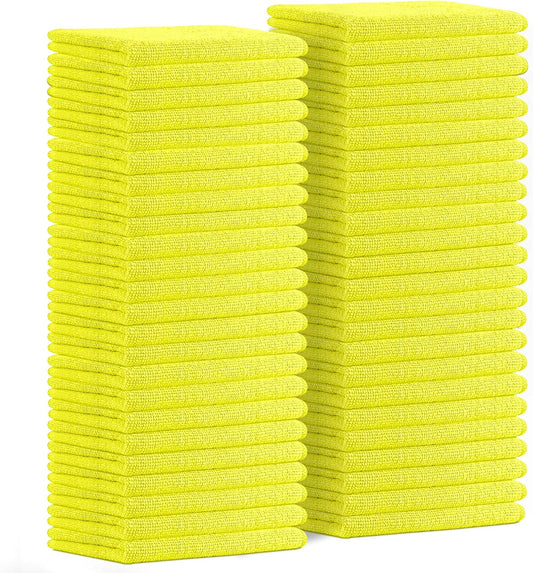 Avalon Towels Microfiber Cleaning Cloths (Value Pack of 48) Size 16" x 16", Highly Absorbent Cleaning Rags, Lint Free Cleaning Towels, Reusable and Washable, Microfiber Towels for Cars (Yellow)