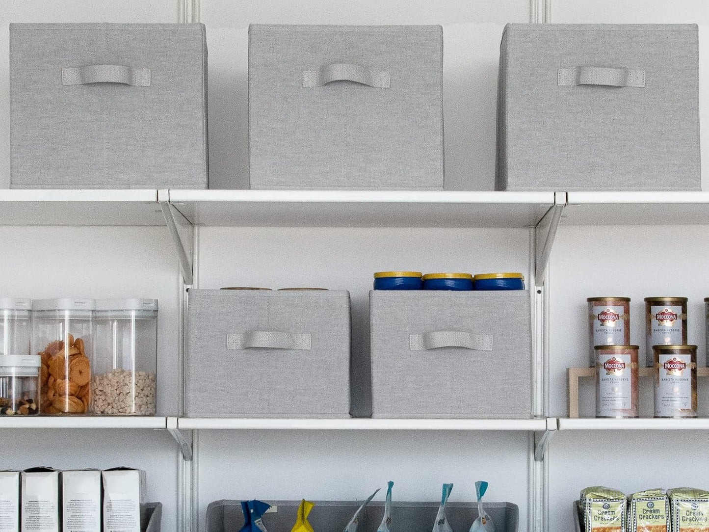 StorageWorks Storage Baskets for Shelves, Foldable Fabric Closet Storage Bins with Handles, Fabric Storage Bins Clothes Organizer, Light Grey, 3-Pack, Extra Large