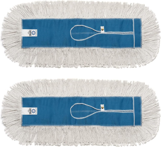 Nine Forty Industrial-Grade 24x5 Cotton Dust Mop Head Refills, Perfect Replacement for Busy Home, Gym, Industrial and Commercial Spaces, Heavy-Duty Mop for Janitorial & Housekeeping Needs - 2 Pack