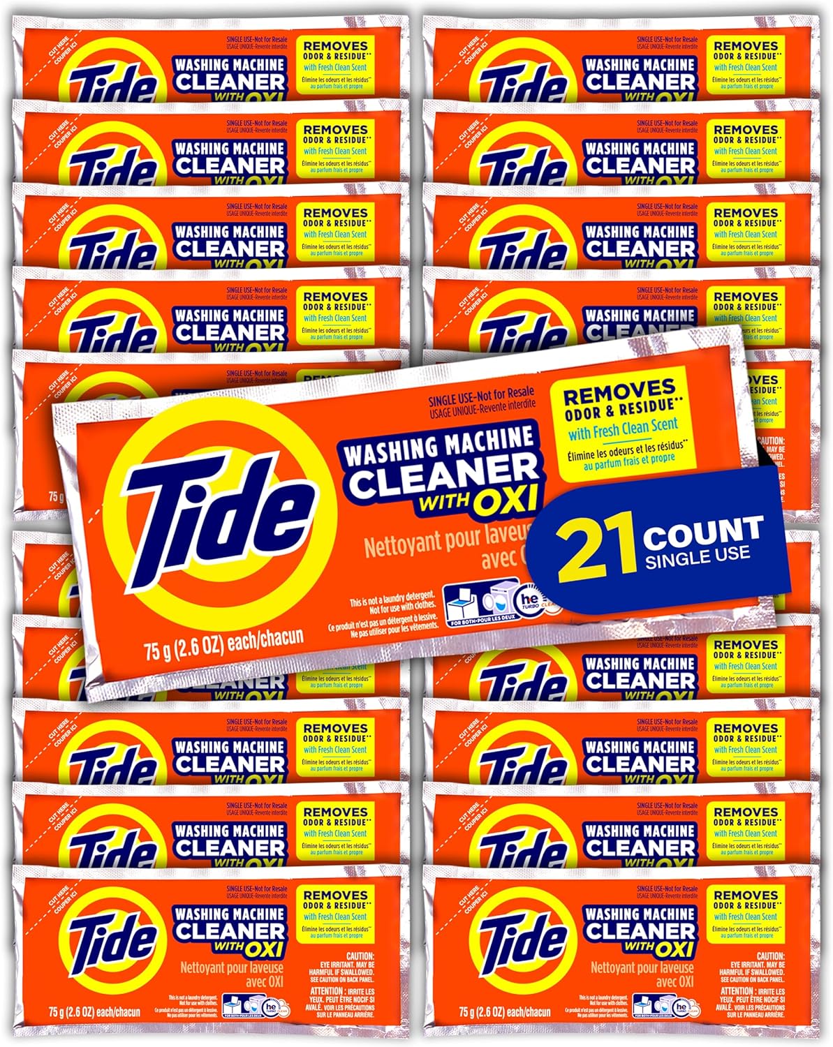 Washing Machine Cleaner by Tide, Washer Machine Cleaner with Oxi for Front and Top Loader Washer Machines, Deep Cleaning Residue & Odor Eliminator, 21 Month Supply